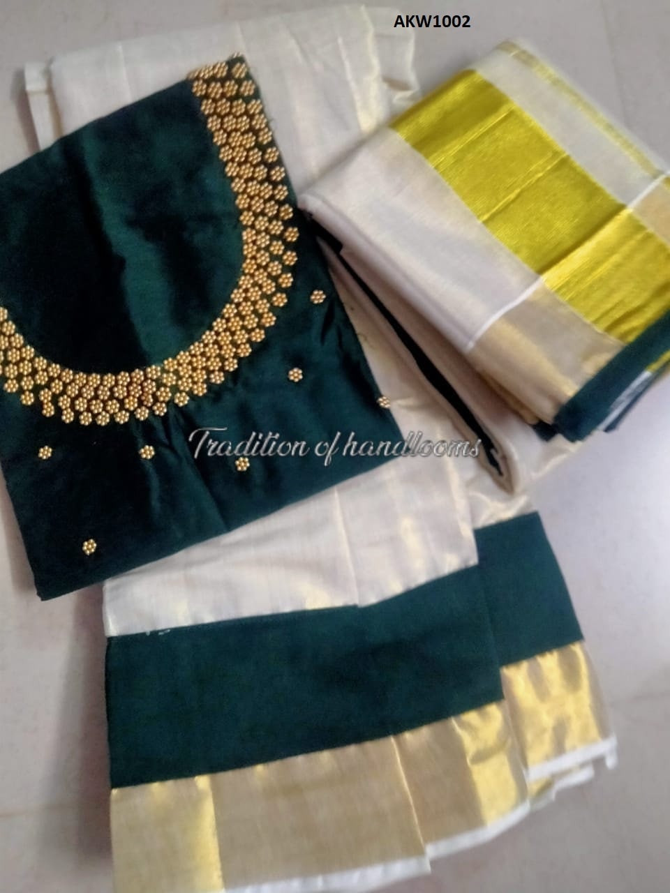 Kerala Golden Tissue Hand worked  Davani Material, Skirt stitched and Blouse material / Stitched Blouse, Onam, Vishu Wear, Dhavani, Lehanka