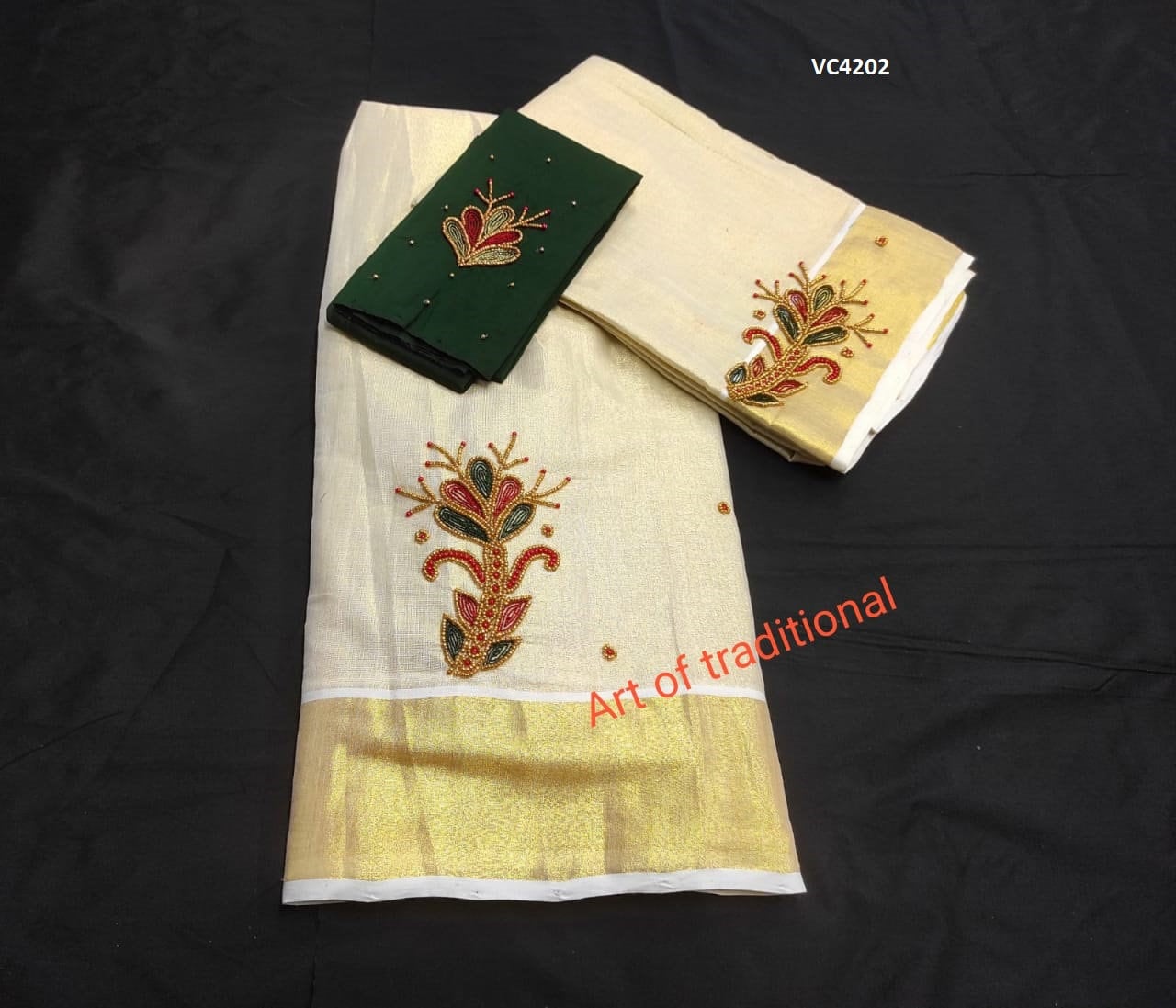 Kerala Golden Tissue davani set aariwork, Blouse  Stitched or Material, Girls clothing, Women Lehenga, Onam, Vishu, Birthday, Marriage wear