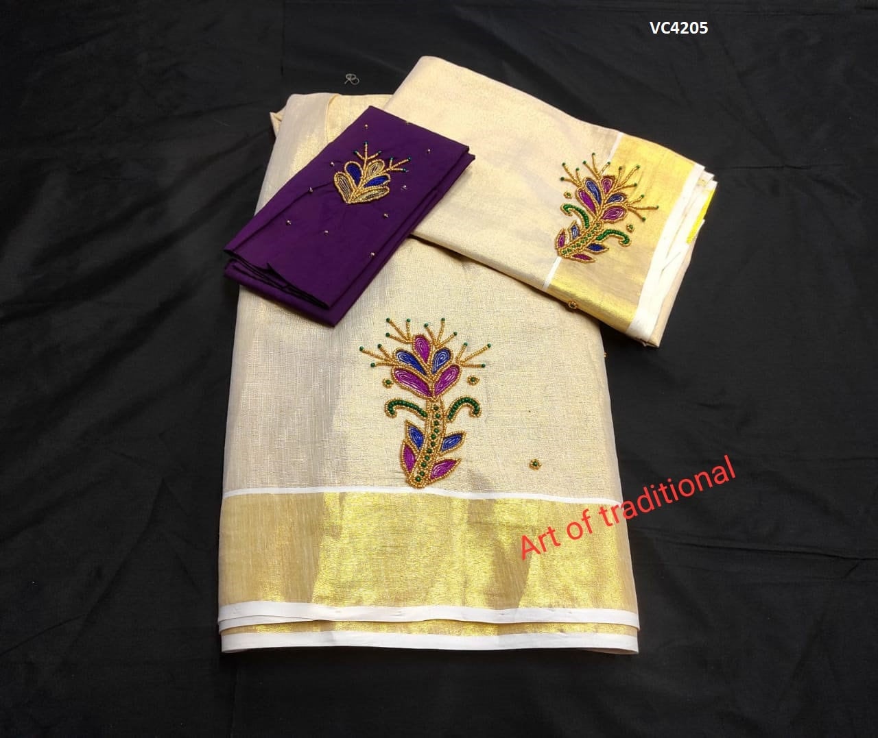 Kerala Golden Tissue davani set aariwork, Blouse  Stitched or Material, Girls clothing, Women Lehenga, Onam, Vishu, Birthday, Marriage wear