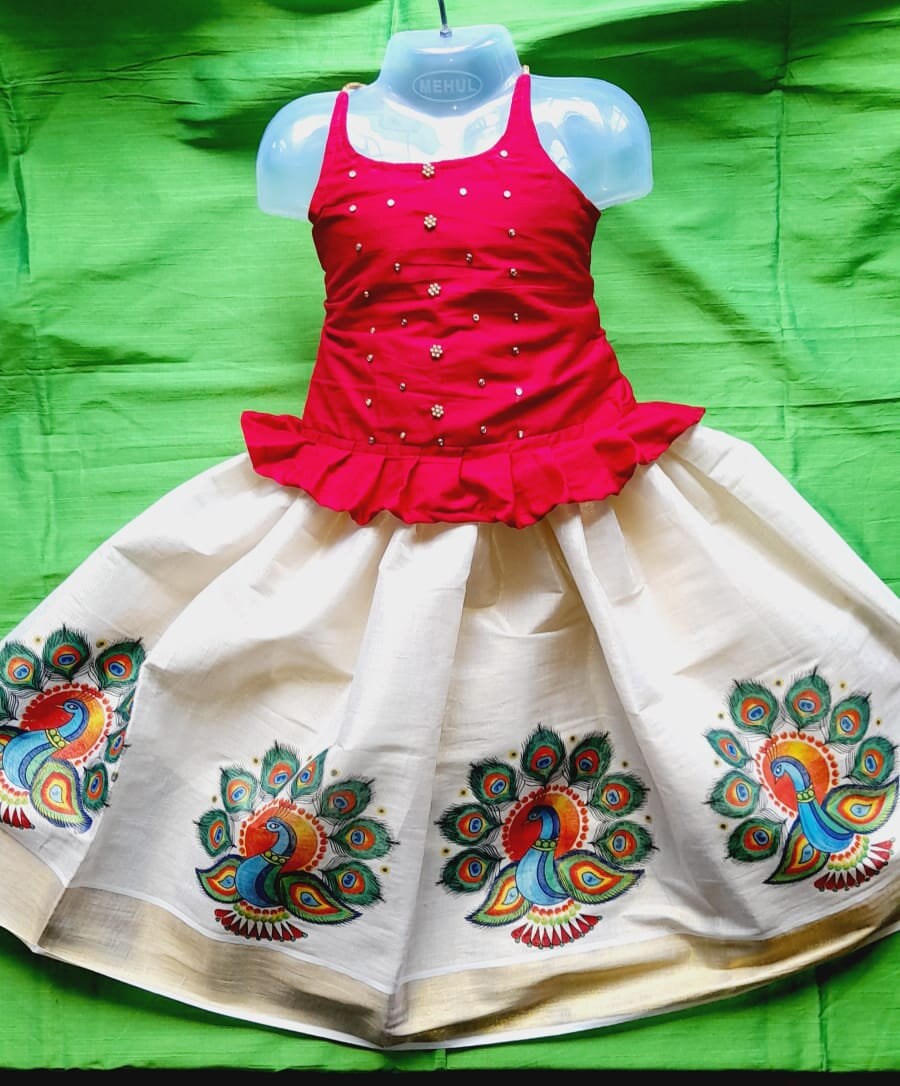 Pattu Pavadai Blouse for age 1 - 15 years Girl child traditional wear, Kids Indian Silk Frock,Onam,Vishu, Christmas,Birthday,Marriage