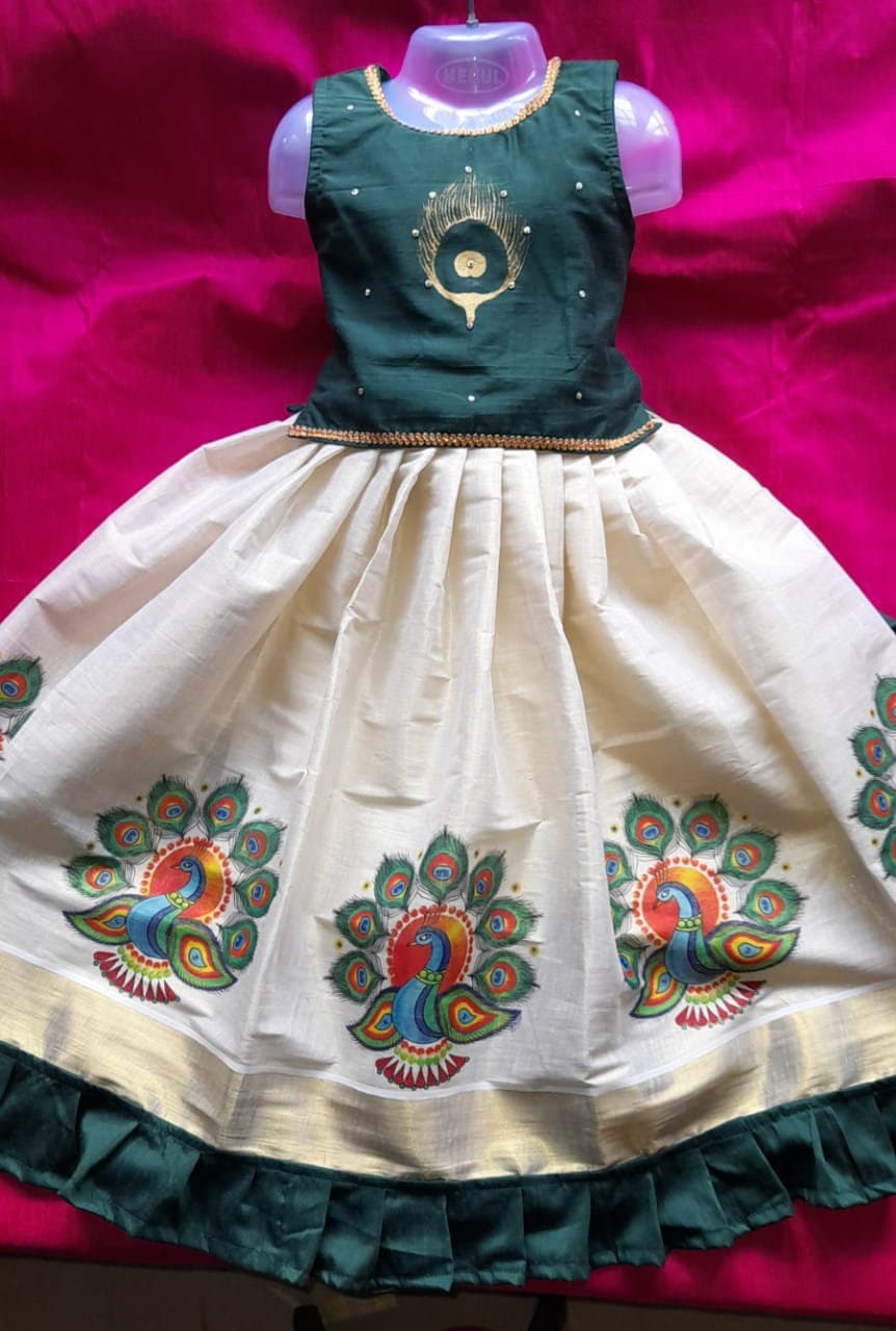 Pattu Pavadai Blouse for age 1 - 15 years Girl child traditional wear, Kids Indian Silk Frock,Onam,Vishu, Christmas,Birthday,Marriage