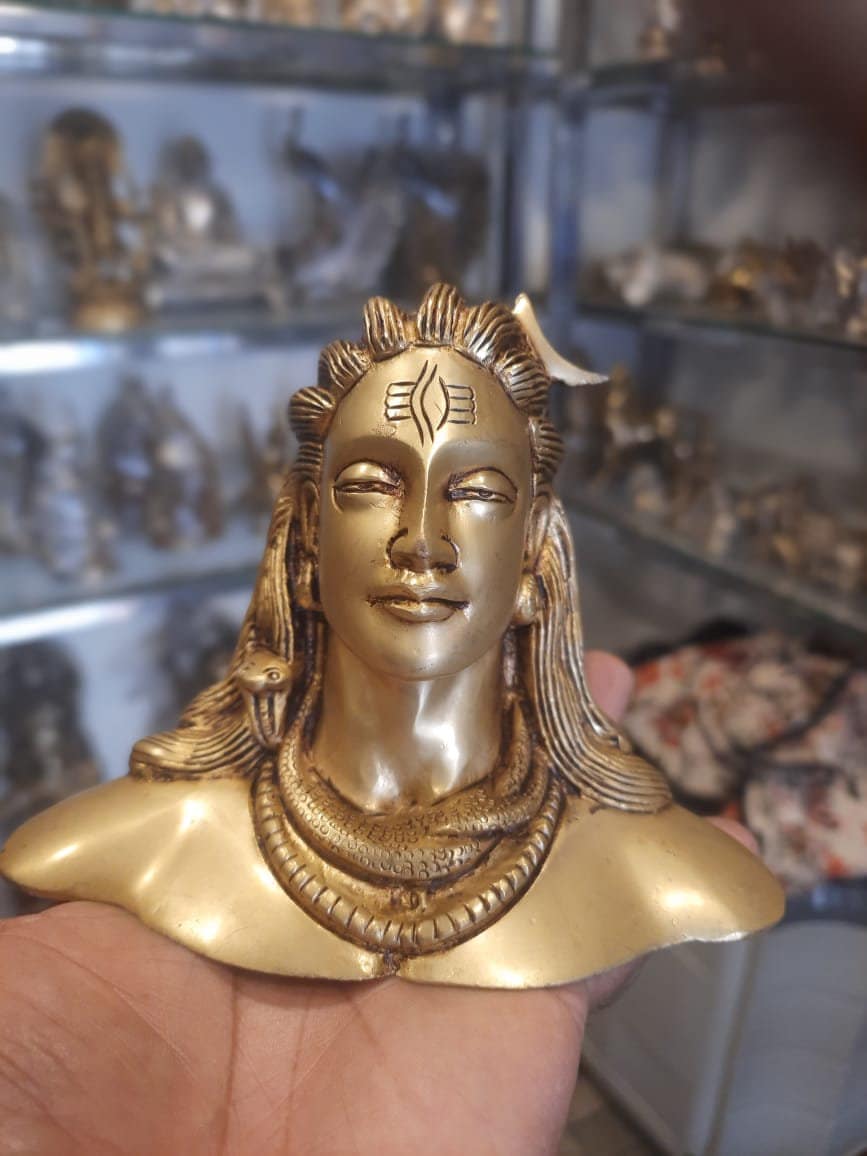 Brass Adiyogi Shiva Statue, Home Decor Gift, Indian Brass Art, Brass Siva Idol, Brass Sculpture, Brass Figurine Large, Home Decor Statue