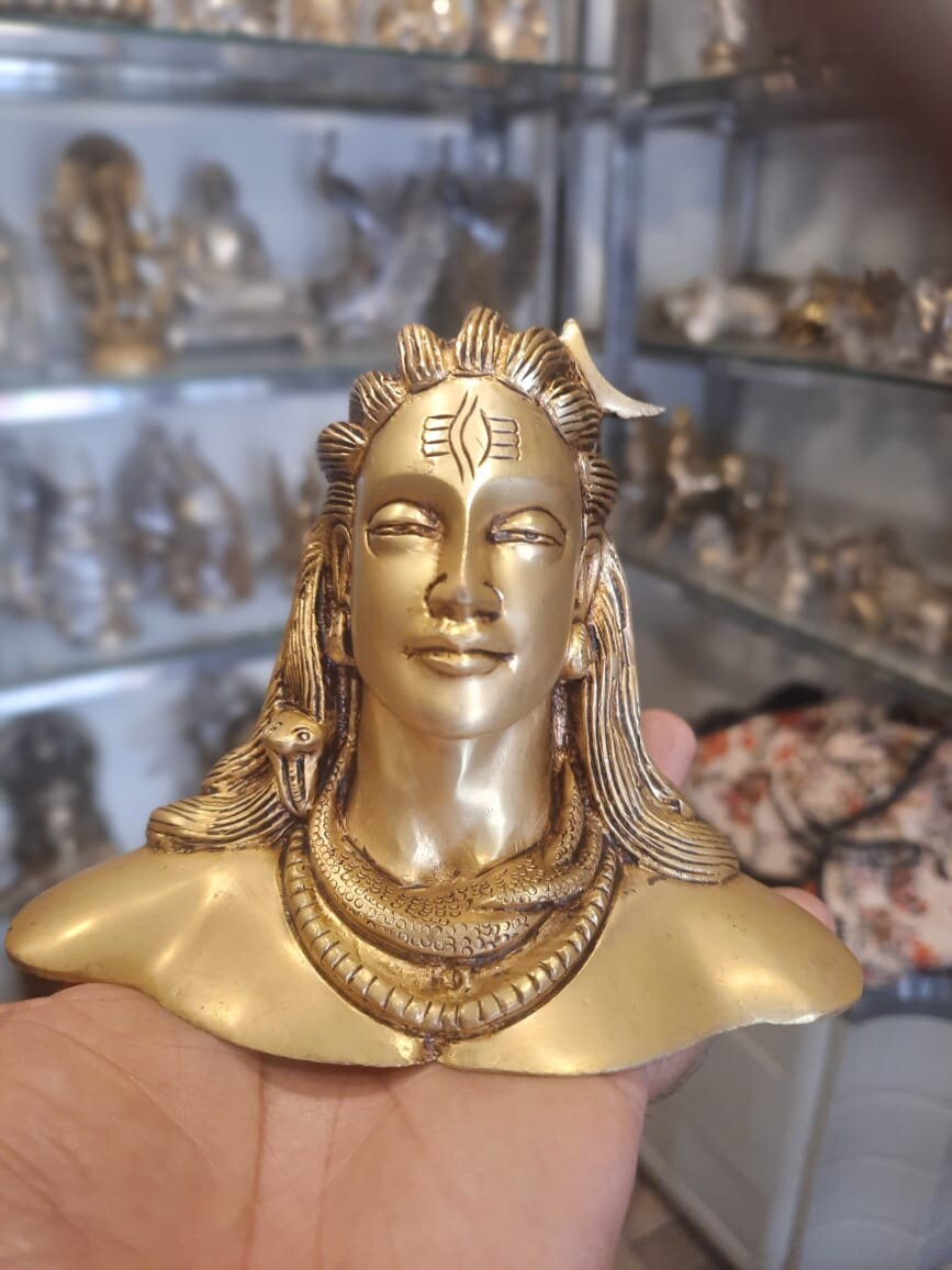 Brass Adiyogi Shiva Statue, Home Decor Gift, Indian Brass Art, Brass Siva Idol, Brass Sculpture, Brass Figurine Large, Home Decor Statue