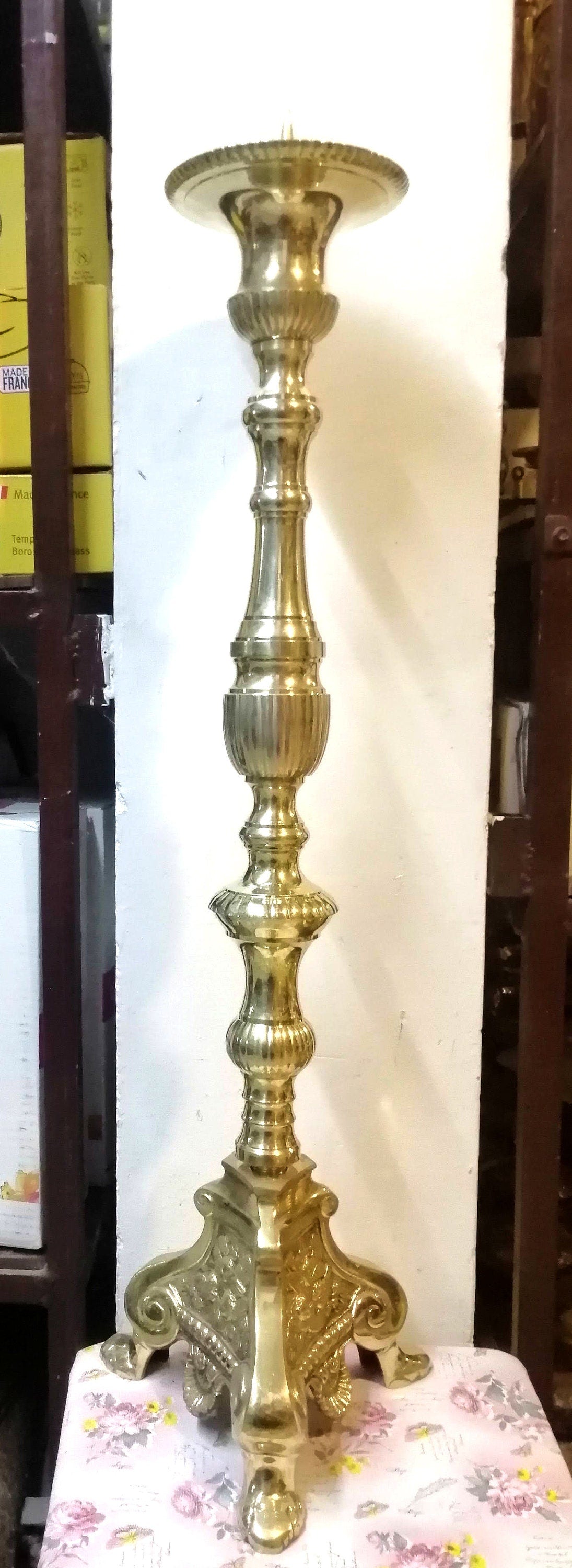 Candle Stand for Church and Home, Brass Candle Stand, Brass Candle Holder, Church Collectables