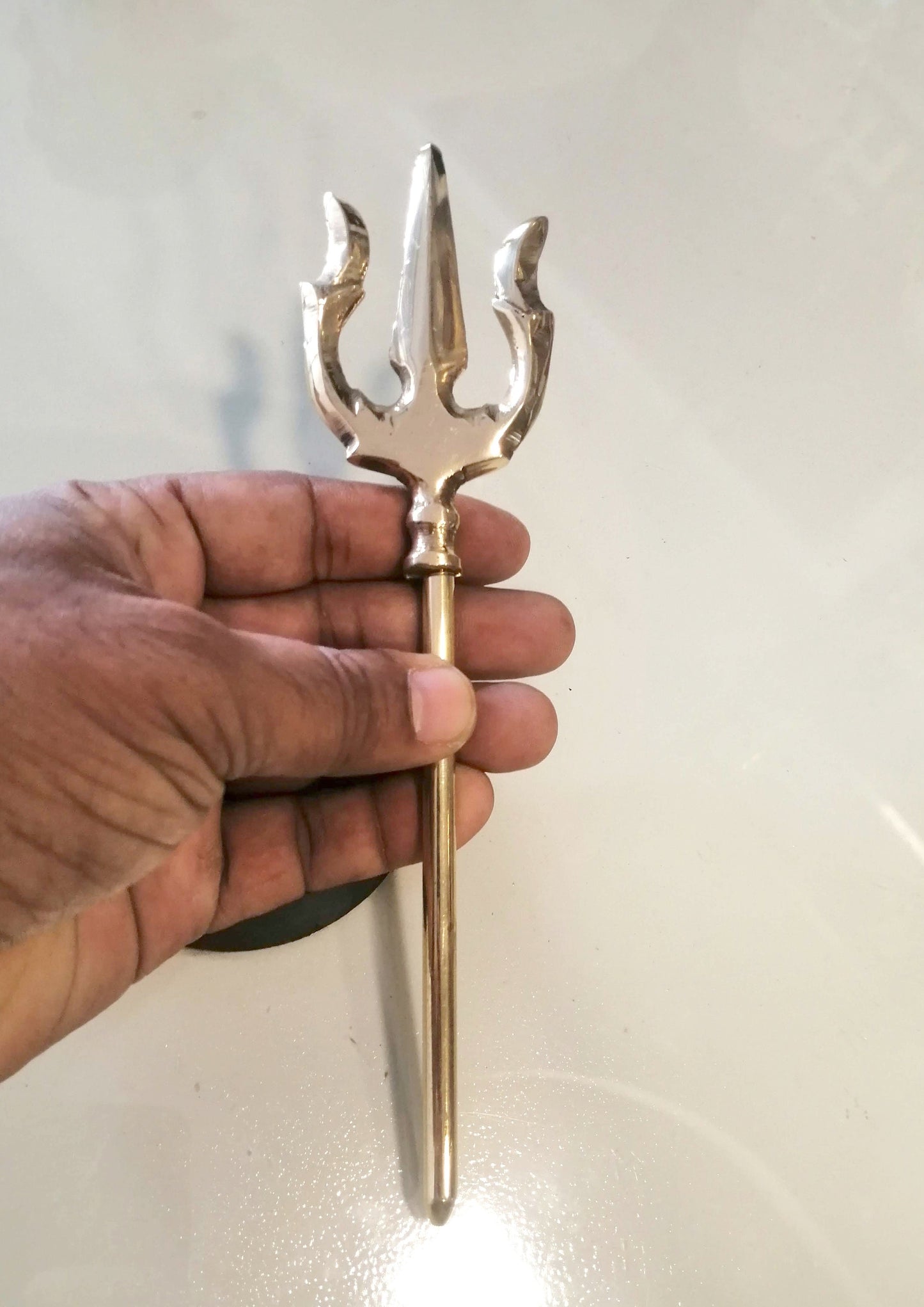 Brass Trishul of Lord Shiva, Brass Mahadev&#39;s Trisul for Pooja,  Soolam for Temple Goddesss Amman Shiva Shakti, Lord Shiva&#39;s divine Trident