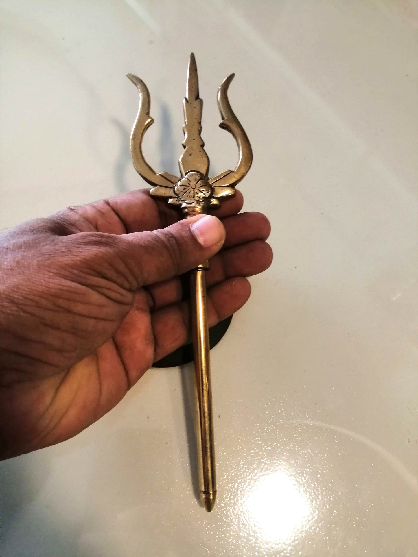 Brass Trishul of Lord Shiva, Brass Mahadev&#39;s Trisul for Pooja,  Soolam for Temple Goddesss Amman Shiva Shakti, Lord Shiva&#39;s divine Trident