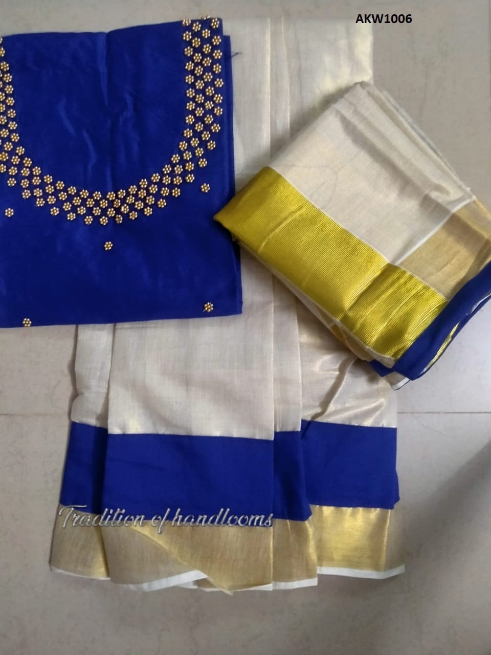 Kerala Golden Tissue Hand worked  Davani Material, Skirt stitched and Blouse material / Stitched Blouse, Onam, Vishu Wear, Dhavani, Lehanka