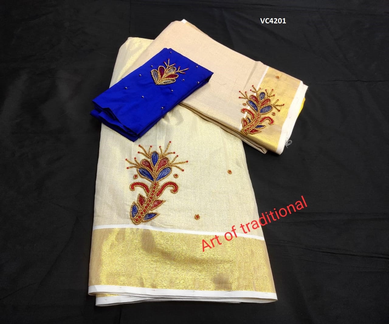 Kerala Golden Tissue davani set aariwork, Blouse  Stitched or Material, Girls clothing, Women Lehenga, Onam, Vishu, Birthday, Marriage wear