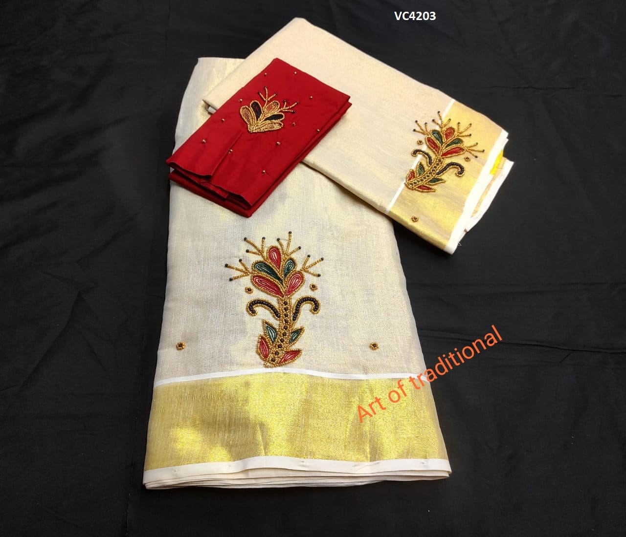 Kerala Golden Tissue davani set aariwork, Blouse  Stitched or Material, Girls clothing, Women Lehenga, Onam, Vishu, Birthday, Marriage wear