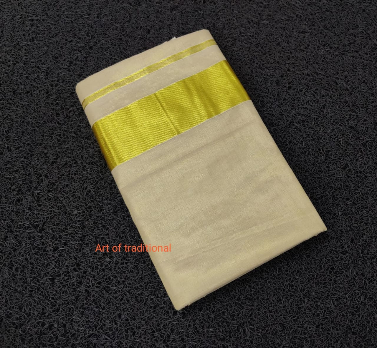 Kerala Traditional Pure Golden Zari Shade Tissue Saree with Stitched Blouse /Handmade designs /Indian traditional/Onam, Vishu, Festival wear