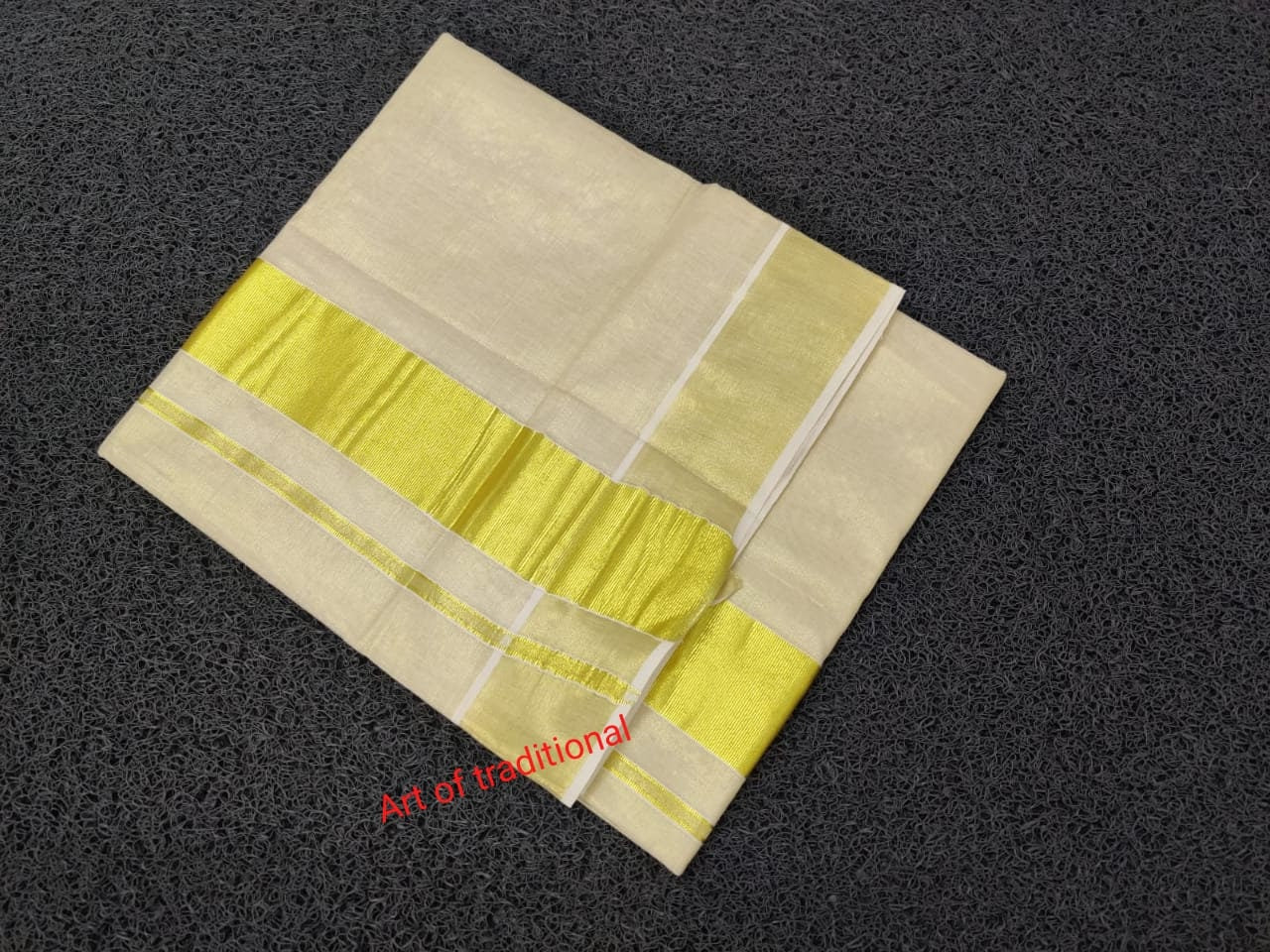 Kerala Traditional Pure Golden Zari Shade Tissue Saree with Stitched Blouse /Handmade designs /Indian traditional/Onam, Vishu, Festival wear