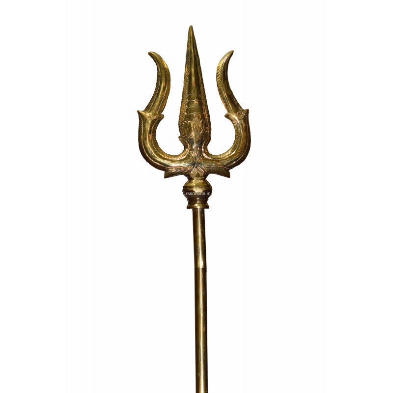 Brass Trishul of Lord Shiva, Brass Mahadev&#39;s Trisul for Pooja,  Soolam for Temple Goddesss Amman Shiva Shakti, Lord Shiva&#39;s divine Trident