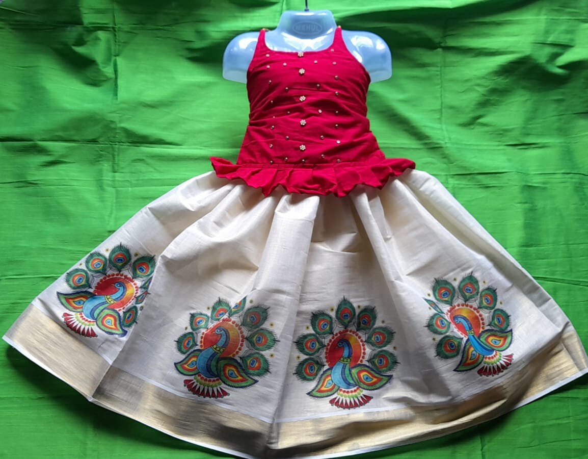 Pattu Pavadai Blouse for age 1 - 15 years Girl child traditional wear, Kids Indian Silk Frock,Onam,Vishu, Christmas,Birthday,Marriage