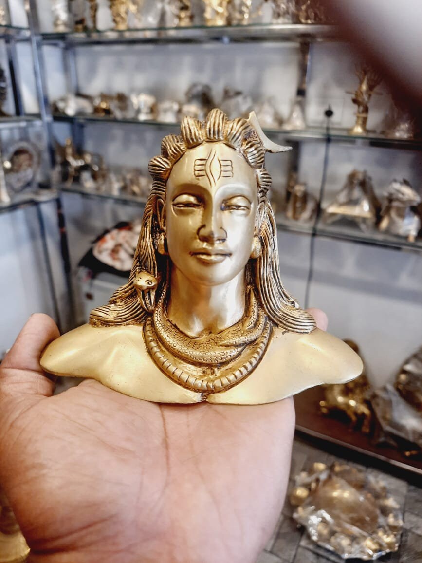 Brass Adiyogi Shiva Statue, Home Decor Gift, Indian Brass Art, Brass Siva Idol, Brass Sculpture, Brass Figurine Large, Home Decor Statue