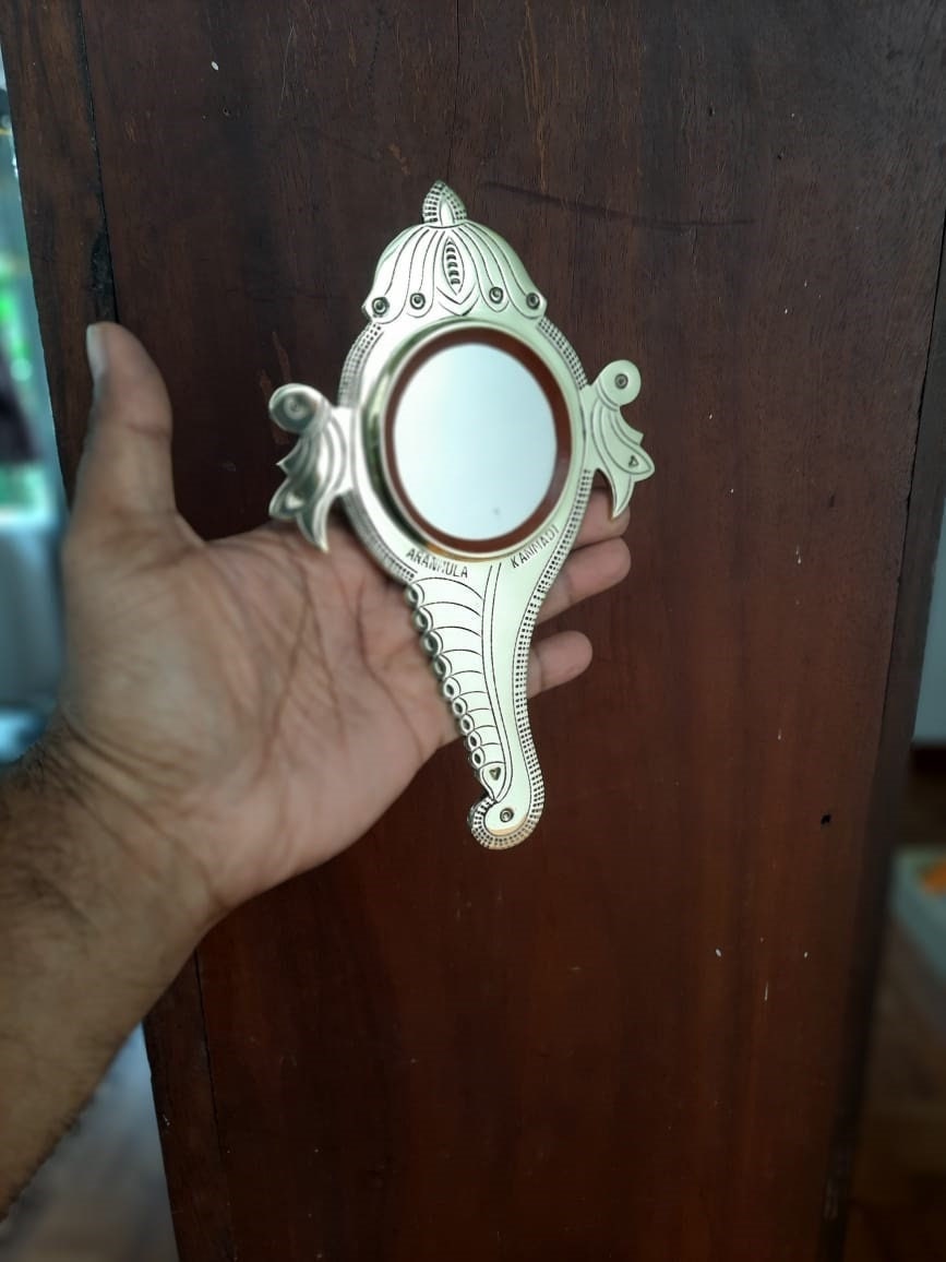 Aaranmula Kannadi / Metal Mirror Aranmula / World famous Handmade /Traditional Conch Model, Shanku design, Divine mirror with Hologram stamp