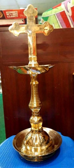 Christian Oil lamp  with plain  Cross,Christian Traditional Lantern,Kurishu Vilakku,Kerala traditional christian nilavilakku,Cross on diya