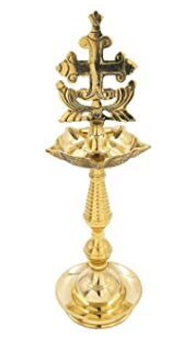 Christian Oil lamp with Sleeba Cross/Christian Traditional Lantern/Kurishu Vilakku,Christian nilavilakku, Cross on diya for Homes,Church etc