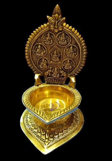 Brass Ashtalakshmi Vilakku, Traditional lamp, Brass Oil Lamp, Golden Lakshmi diya, Diya for Pooja, Brass Diya, Sri meenakshi oil lamp