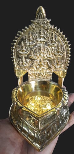 Brass Ashtalakshmi Vilakku, Traditional lamp, Brass Oil Lamp, Golden Lakshmi diya, Diya for Pooja, Brass Diya, Sri meenakshi oil lamp