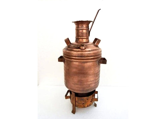 Vintage Hammered Wood Fired Copper Samovar/Boiler, Tea Maker for Caters, Restaurant,  Handmade Samovar Solid Pure Copper, Tea Maker Set