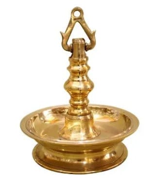 Bronze Thooku Vilakku with 1 feet Brass Chain /Thongu Vilakku/Hanging  Diya/ Kerala Traditional/ Odu Vilakku/ for Temple & Pooja room use