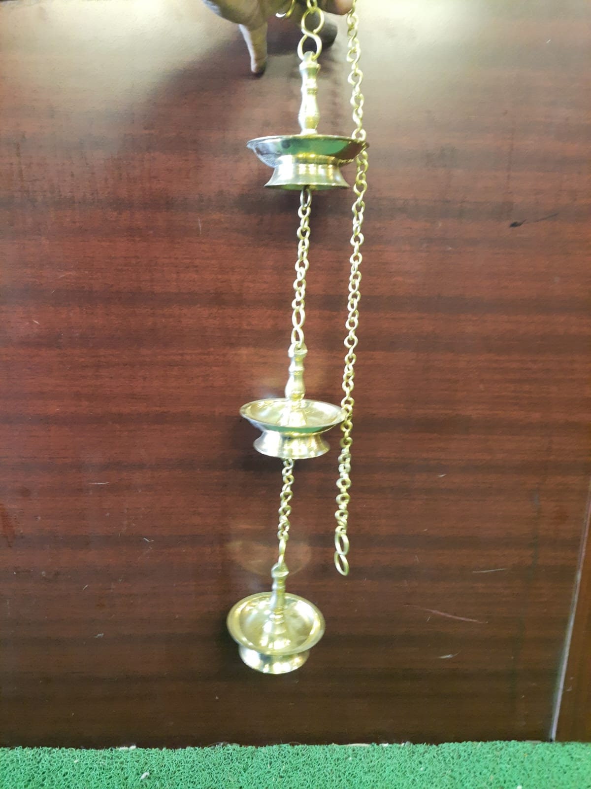 Fancy Diya,   Brass 3 nos Thooku Vilakku with Brass Chain ,Kerala Traditional Vilakku /Thongu Vilakku/Hanging  Diya,Hanging Lamp