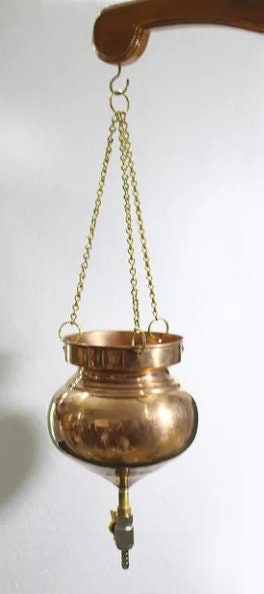 Copper Dhara Vessel Lota type,shirodhara  pot with brass chain, valve,nozzle, Panchakarma Pot,oil therapy,Dhara Patra for Ayurvedic Hospital