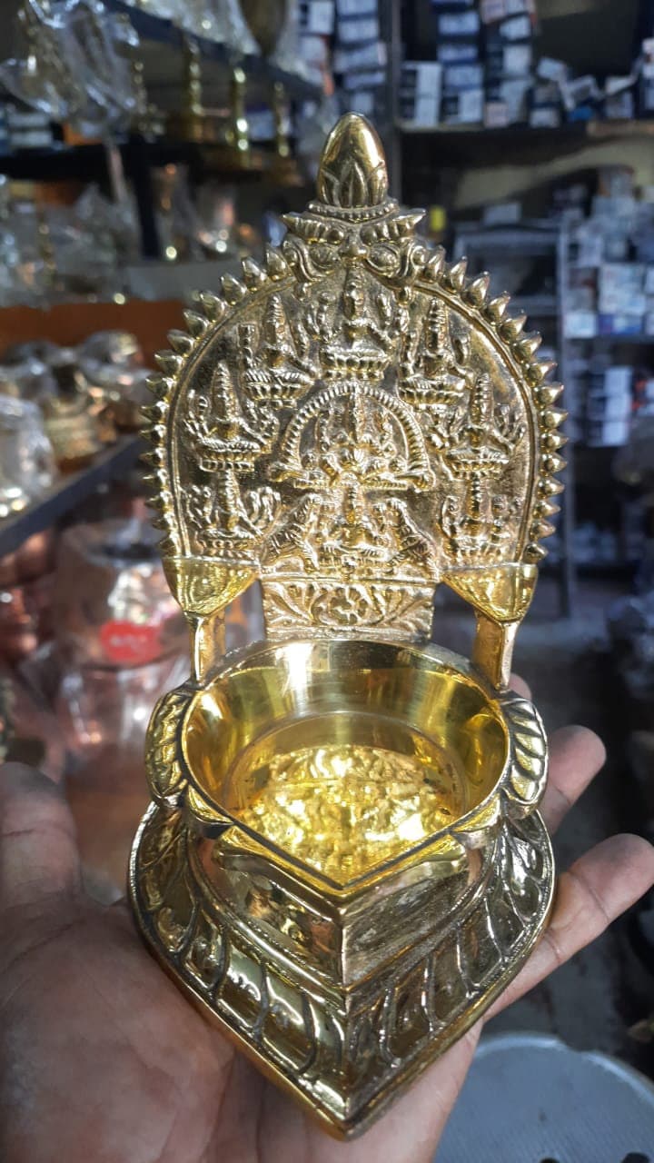 Brass Ashtalakshmi Vilakku, Traditional lamp, Brass Oil Lamp, Golden Lakshmi diya, Diya for Pooja, Brass Diya, Sri meenakshi oil lamp