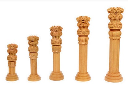 Wooden Ashoka Pillar, Wooden Ashoka Stambh,Ashoka Pillar Indian National Emblem Ideal for Office & Home Decor Showpiece