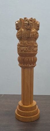 Wooden Ashoka Pillar, Wooden Ashoka Stambh,Ashoka Pillar Indian National Emblem Ideal for Office & Home Decor Showpiece