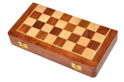 Chess Board Set, Wooden Folding Handmade 12x12 inches, Foldable Wooden Chess Board