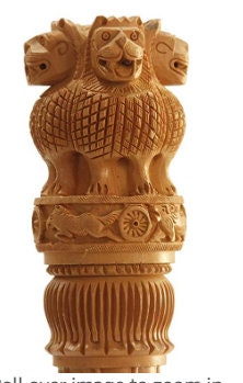 Wooden Ashoka Pillar, Wooden Ashoka Stambh,Ashoka Pillar Indian National Emblem Ideal for Office & Home Decor Showpiece