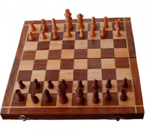 Chess Board Set, Wooden Folding Handmade 12x12 inches, Foldable Wooden Chess Board