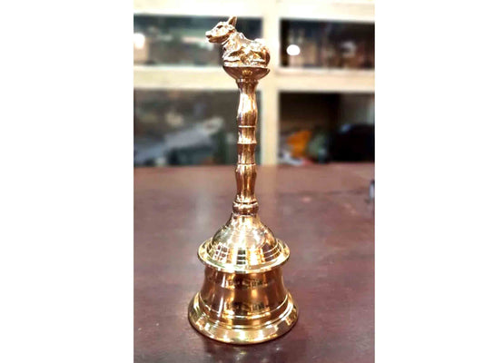 Pooja bell with Nandhi, Traditional Brass and Bronze Bell, Pooja Utensil, Purely traditional handmade