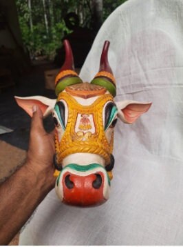 Wooden bull head, Wall hanging, Home Decor, Sculpture Indian Home Decor, Animal Head wall decor