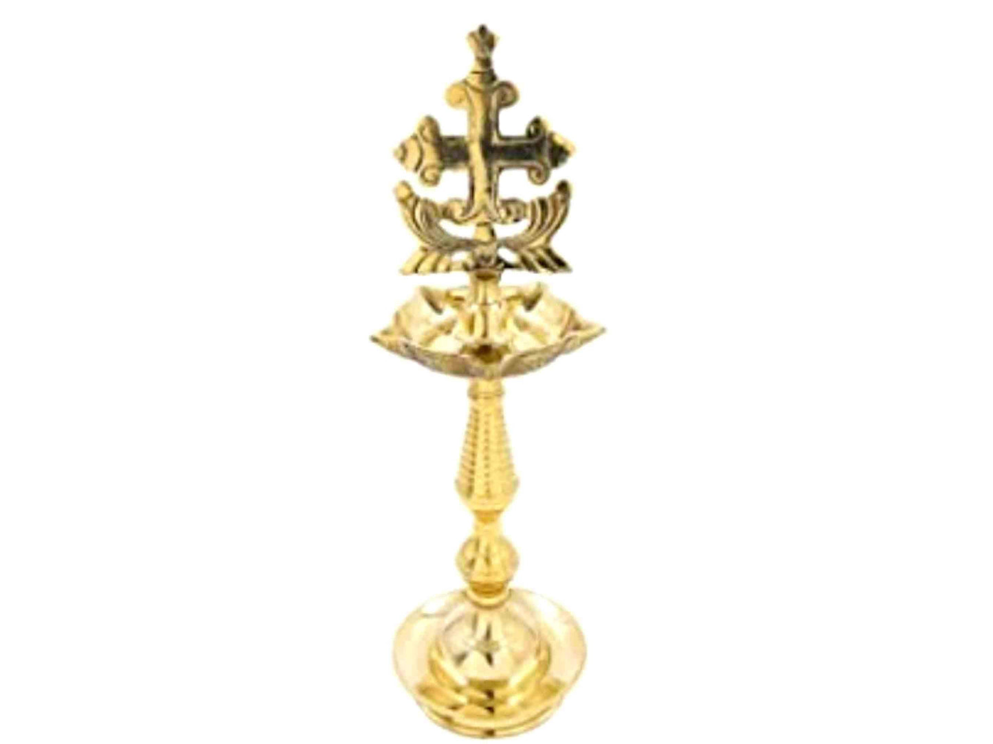 Christian Oil lamp with Sleeba Cross/Christian Traditional Lantern/Kurishu Vilakku,Christian nilavilakku, Cross on diya for Homes,Church etc