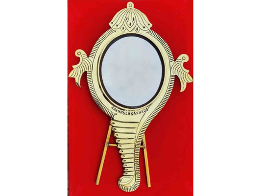 Aranmula Mirror, Original Aaranmula Kannadi Handmade, Conch with back stand large old model, Home decor,  Metal mirror, Divine with Hologram