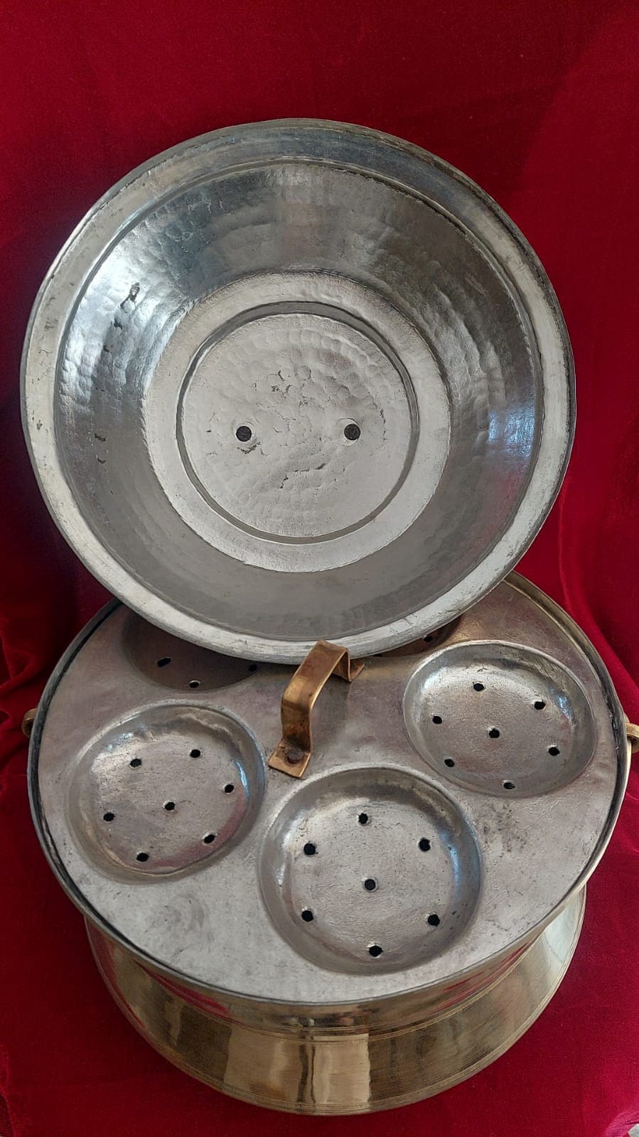 Brass Idle Pathiram ,Idly Pathram with Tin Coating, Idli Cooker,Idiyappam, Vegetable Steamer,Traditional Polished Idli Cooker