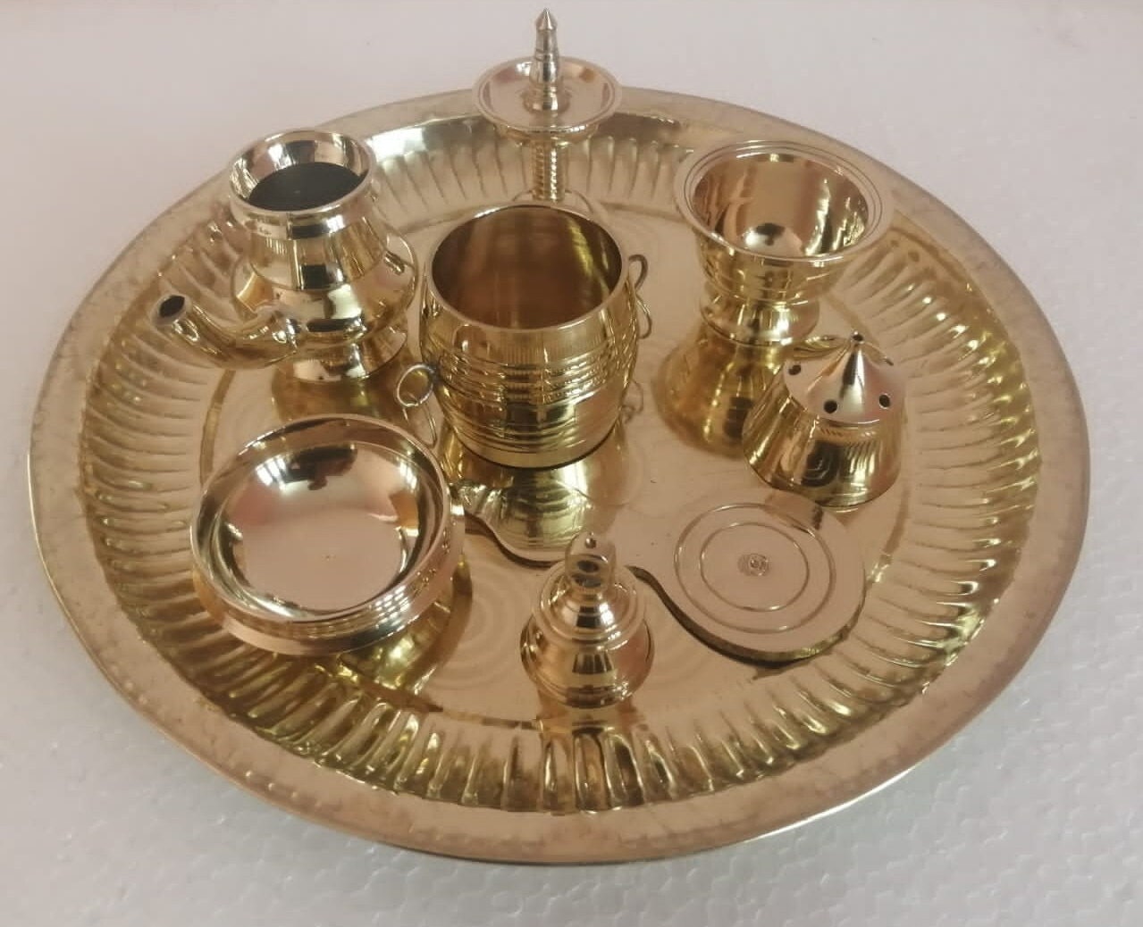 Ashtamangalya Set / Brass Pooja thali Set -Worship thali -Aarti Pooja Thali, Brass Pooja set