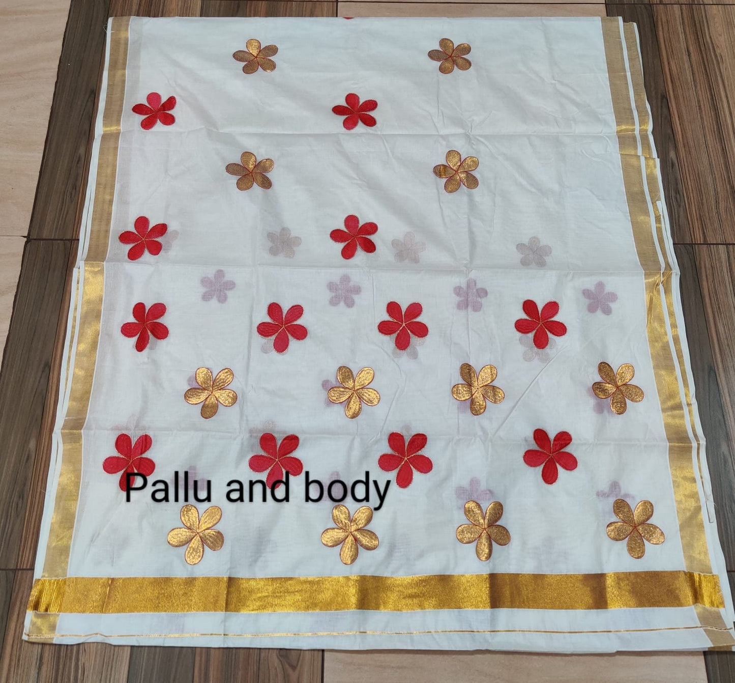 Kerala  cotton flower saree 6.25 mtr, Kerala Saree, Vishu saree ,Onam Saree / Handmade designs, Pooja