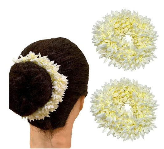 Mogra Scented Rubber Band Gajra Hair Accessories for Women Girls, Women&#39;s and Girl&#39;s Synthetic Hair Bun Plan Juda Hair Extension Brown