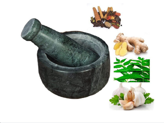 okhali and masher, motor and pestle, Green Marble Mortar and Pestle Sets Ayurvedic medicine crusher bowl ceramic porcelain masher for Home.