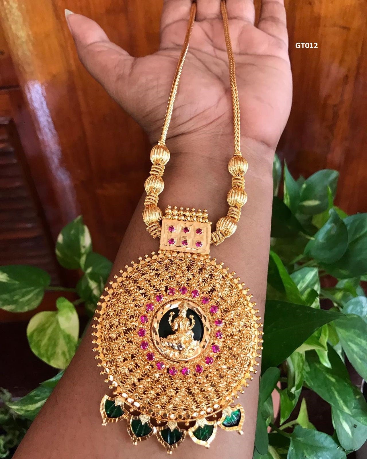 Gold plated chain with traditional Kerala Mango locket, Imitation Necklace, Wear with Set Saree on Festivals, Onam, Vishu, Wedding, Birthday