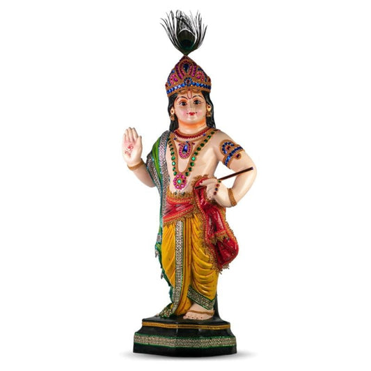 Blessing Lord Sree Krishna Idol in Fibre, Krishna Murti, Home Decor, Vishu, Onam, Vintage Style Wall Decor, Height 90 CM