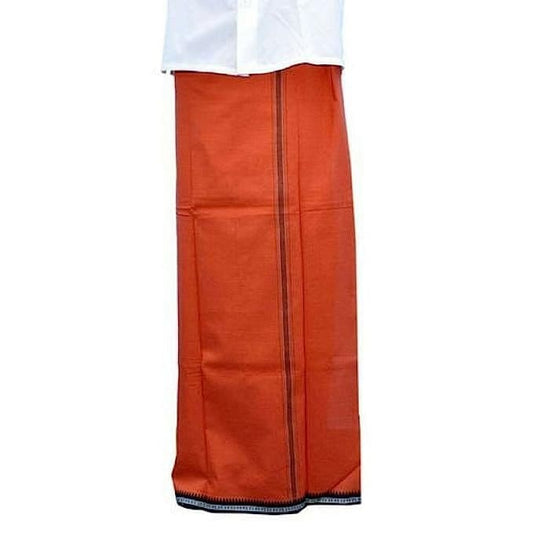 Men&#39;s Cotton  Kerala&#39;s Kavi/Saffron Dhothi , Saffron Bath towel, Mundu for pooja occasion, Home Wear  Dhoti ,Temple /Devotional Wear