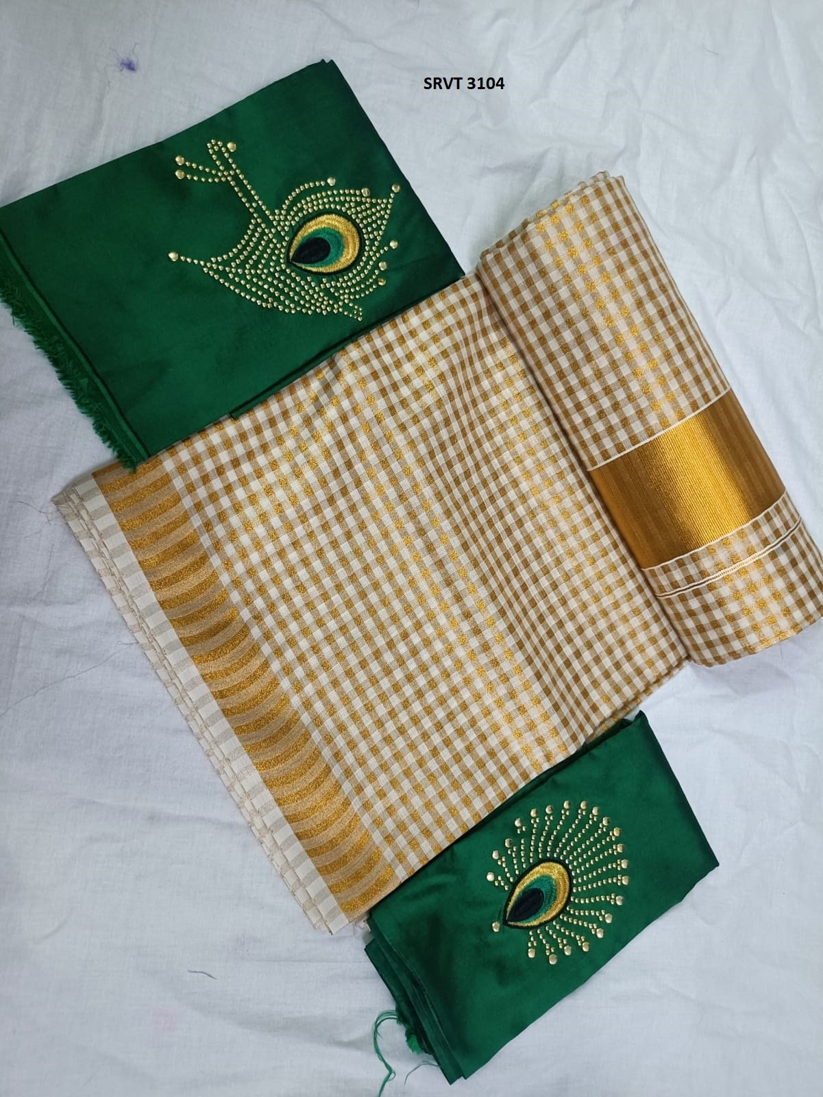 Tissue check Saree /Stitched or Non Stitched Blouse /Indian traditional / Handmade designs/Onam Dress, Pooja, Birthday