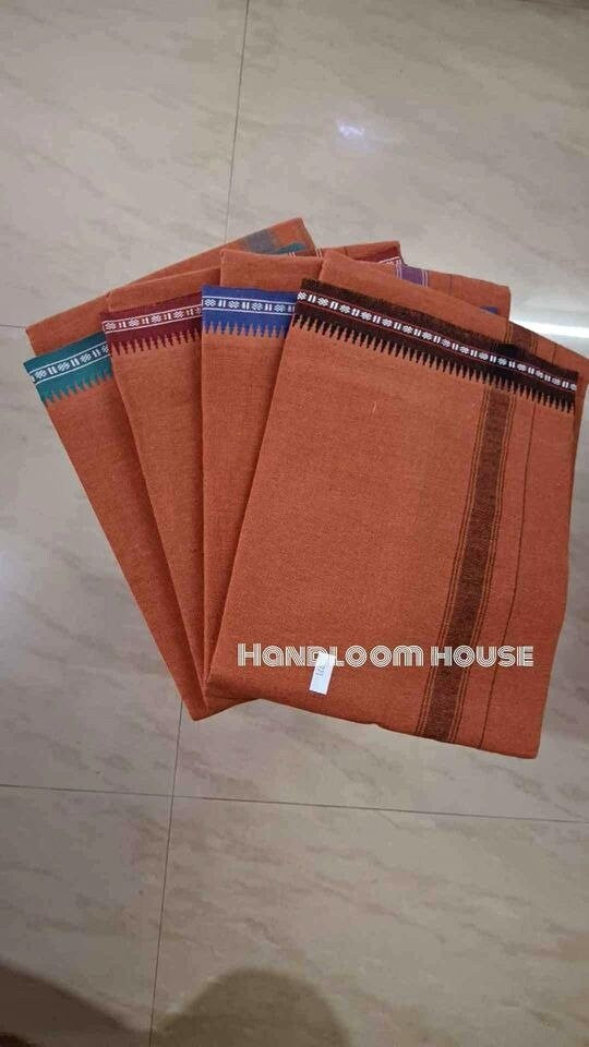 Men&#39;s Cotton  Kerala&#39;s Kavi/Saffron Dhothi , Saffron Bath towel, Mundu for pooja occasion, Home Wear  Dhoti ,Temple /Devotional Wear