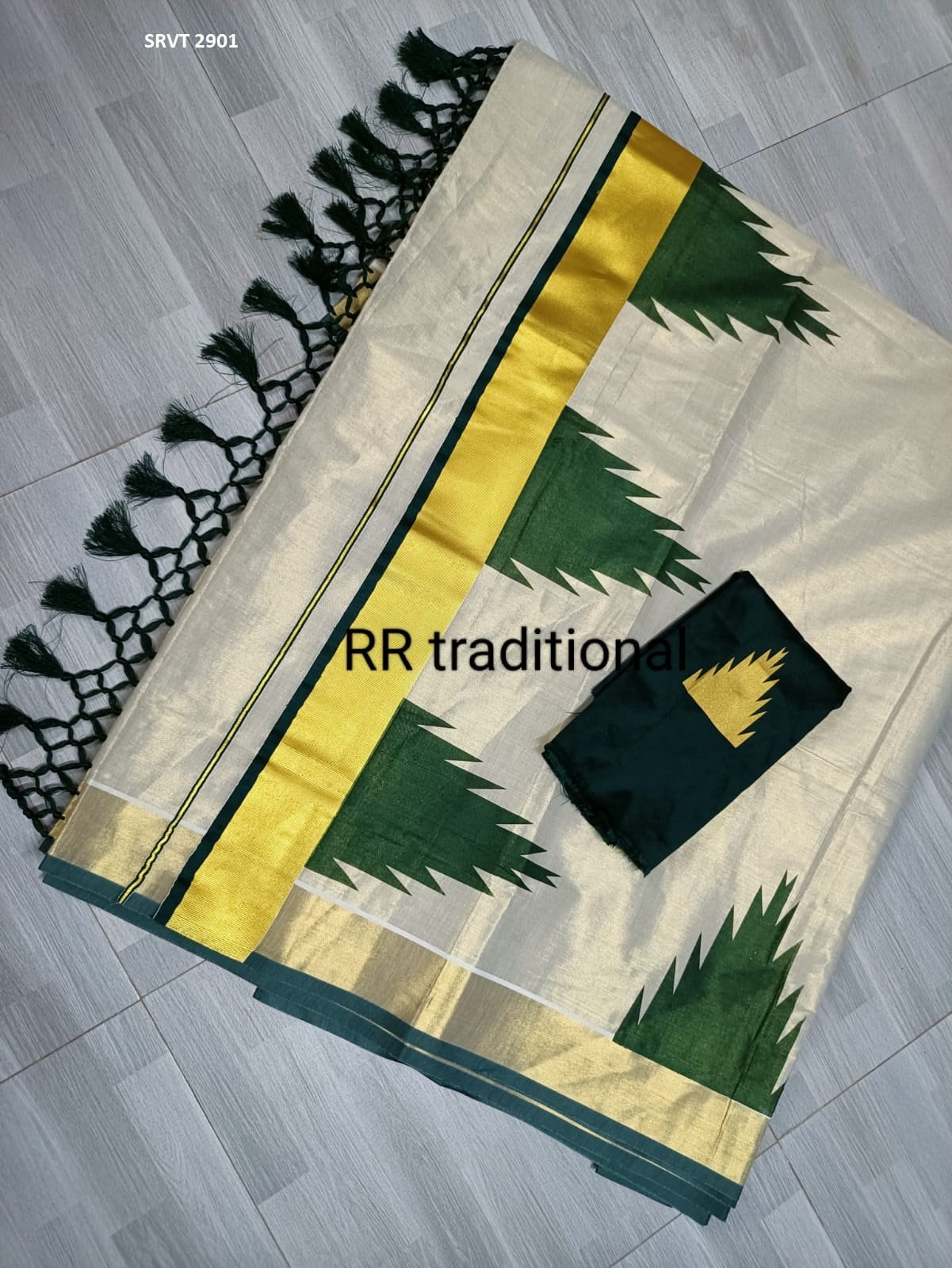 Tissue Kunjalam Big Temple printed Saree /Stitched or Non Stitched Blouse /Indian traditional / Handmade designs/Onam Dress, Kerala Saree