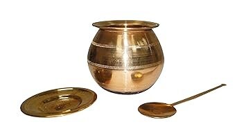 Bronze Pot with hole Lid and Ladle ,Vengala Panai, Kansya Patra, Kancina Patre, Tamil Thai Thirunal Pongal Set,Bronze Paanai Set,Bronze Pot