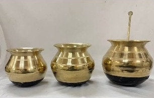 Bronze Pot with hole Lid and Ladle ,Vengala Panai, Kansya Patra, Kancina Patre, Tamil Thai Thirunal Pongal Set,Bronze Paanai Set,Bronze Pot